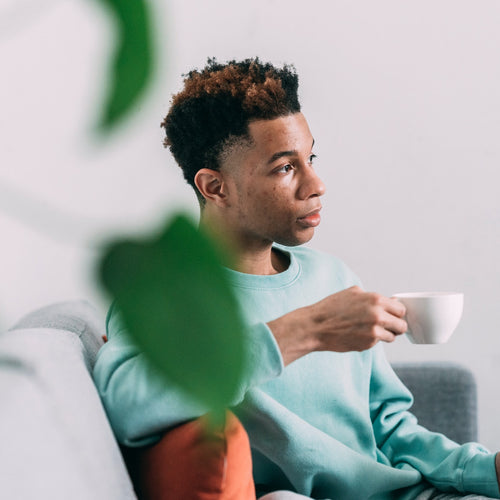 man drinking coffee