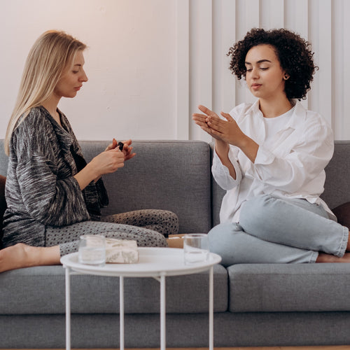 two women with aromatherapy